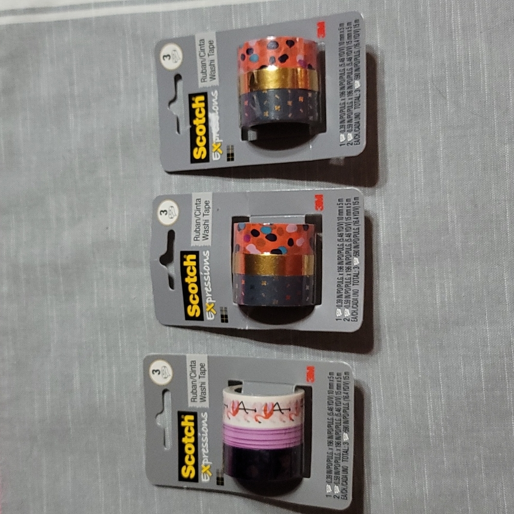 (3) New Packages of Scotch Expressions Decorative Washi Tape